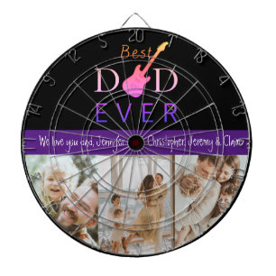 3 Photo Best Dad Ever Modern Fathers Day Dartboard