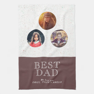 3 Photo Best Dad Typography Father`s Day Kitchen Towel