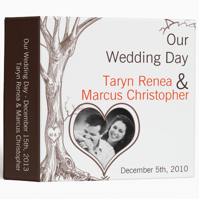 3" Photo Binder Scrapbook Fall Tree Initial Carvin (Front/Spine)