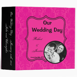 3" Photo Binder Scrapbook Hot Pink Bla Damask Lace