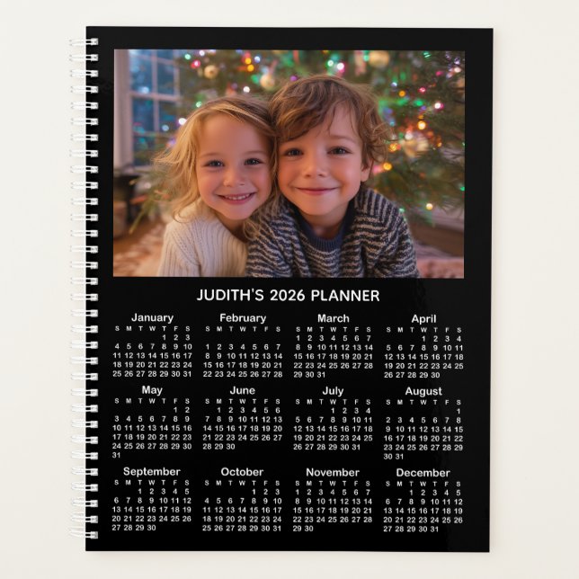 3 Photo Black and White 2026 Calendar Planner (Front)