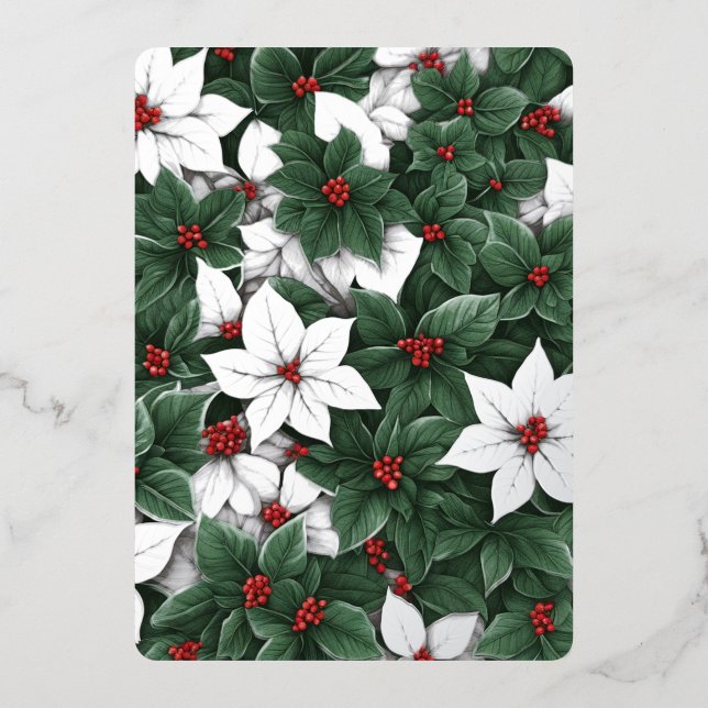 3 Photo Botanical Elegance Enchanted Winter Garden Foil Holiday Card (Front)