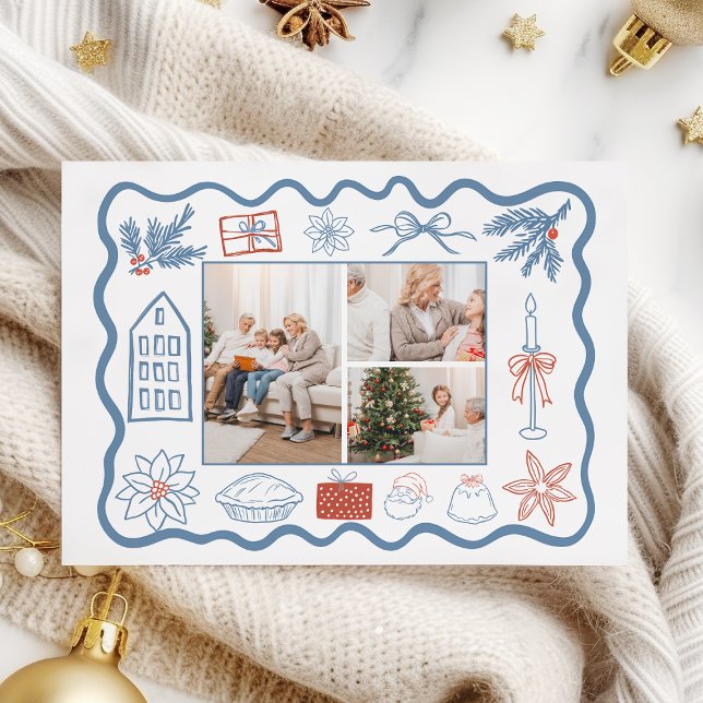 3 Photo Christmas Doodle Line Art Holiday (Creator Uploaded)