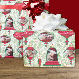 3 photo christmas wrapping paper