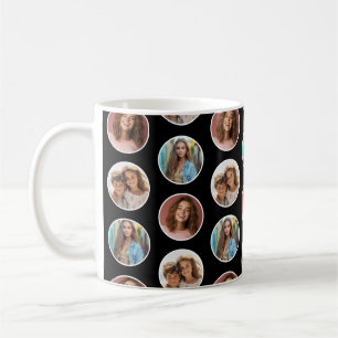 3 Photo Circle Border Collage - Black White Coffee Mug