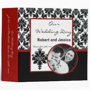 3" Photo Classeur Scrapbook Black Red Damask