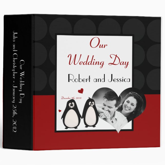 3" Photo Classeur Scrapbook Penguin Love Couple Ma (Devant/Côté)