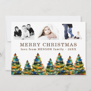 3 Photo Collage Christmas Tree Holiday Card