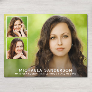 3 Photo Collage College Graduation Announcement Postcard