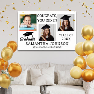 3 Photo Collage Congrats Graduate 2026 White Poster