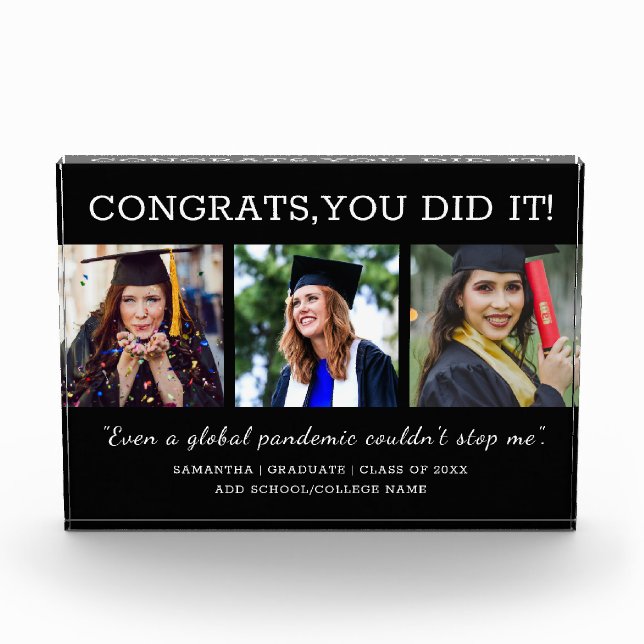 3 Photo Collage Congrats Pandemic Graduate 2025 Block (Front)