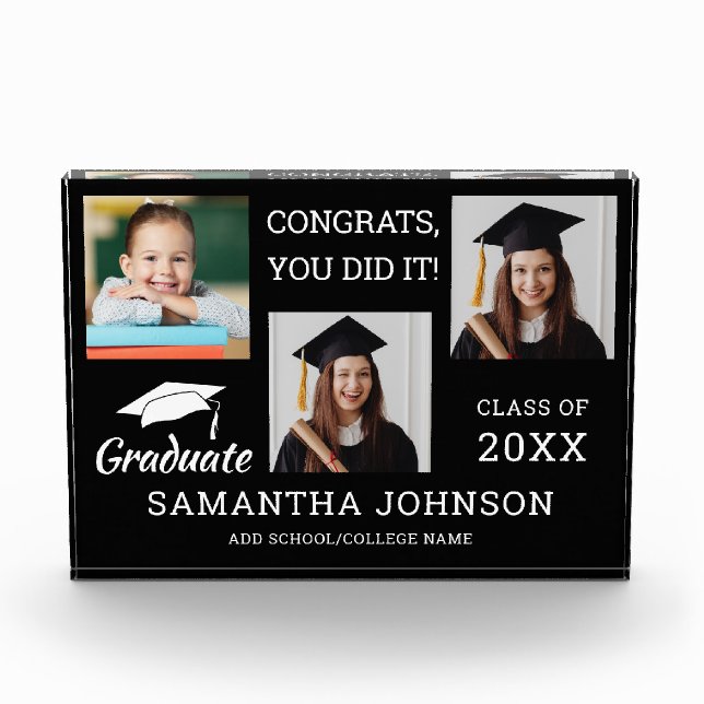 3 Photo Collage Congratulations Grad 2025 Black (Front)