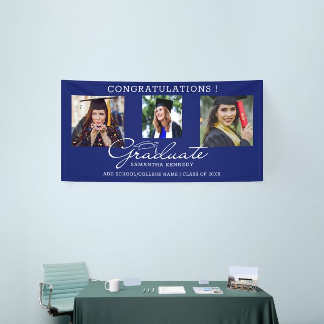 3 Photo Collage Congratulations Graduate 2024 Blue Banner (Tradeshow)