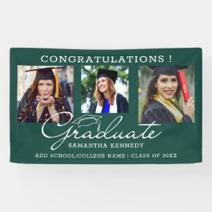 3 Photo Collage Congratulations Graduate Green Banner