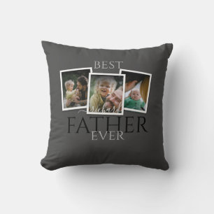 3 Photo Collage Dad Family Memorable Father's Day Throw Pillow