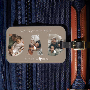 3 photo collage dad luggage tag