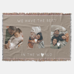 3 photo collage dad throw blanket