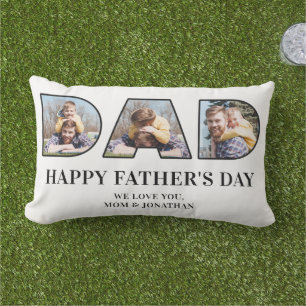 3 Photo Collage Father's Day Dad Photo Cutout Lumbar Pillow