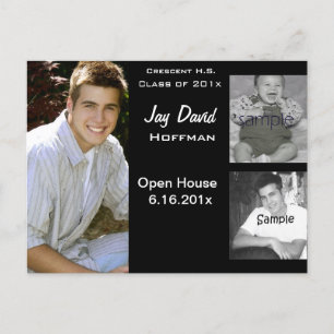 3 photo collage graduation announcement