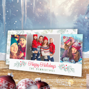 3 Photo Collage Happy Holiday Card