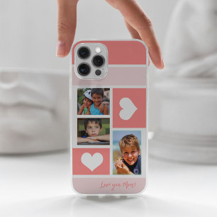 3 photo collage love you mom heart modern cute iPhone 16 case