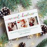 3 Photo Collage Modern Script "Merriest Christmas" Holiday Card<br><div class="desc">3 Photo Collage Modern Script "Merriest Christmas" Holiday Card</div>
