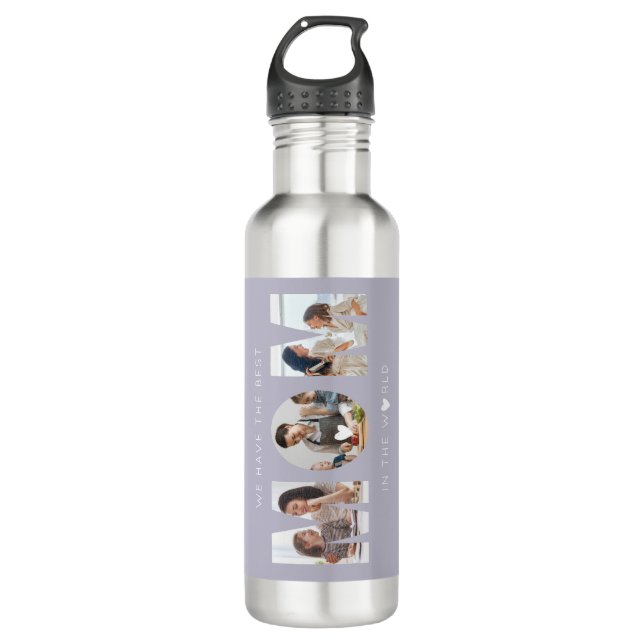 3 photo collage mom 710 ml water bottle (Front)