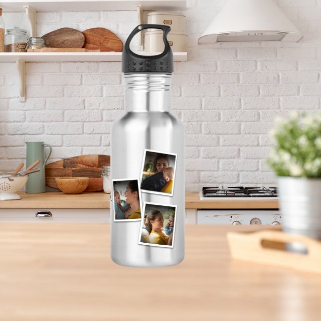 3 Photo Collage Mom Family Memorable Mother's Day 532 Ml Water Bottle (Creator Uploaded)