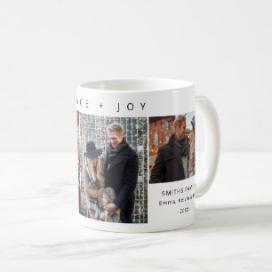 3 Photo Collage Peace and Joy Personalized Holiday Coffee Mug