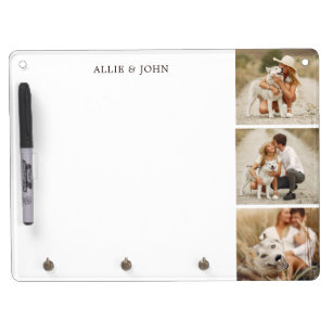 3-Photo Collage Personalized  Dry Erase Board With Keychain Holder