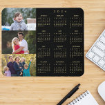 3 Photo Collage Personalized Family 2024 Calendar Mouse Pad<br><div class="desc">Create your own custom, personalized, black and faux gold 2024 full year 3 photo collage yearly calendar dust and stain resistant mousepad with non-slip back, for home and office. To customize, simply add three of your favourite family / kids / baby / pets / couple / wedding photos. While you...</div>