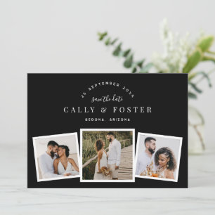 3 Photo Collage Save the Date Engagement Card 