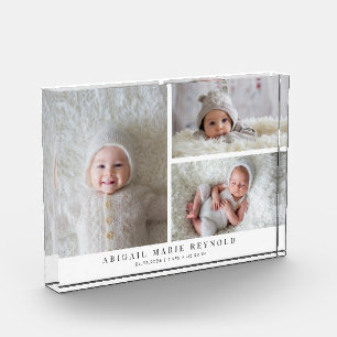 3 Photo Collage White New Baby Keepsake 