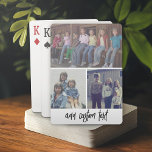 3 Photo Collage with Script Text black white Playing Cards<br><div class="desc">A fun way to capture memories and share them with friends. Add a horizontal photo,  2 square photos and your favourite caption to make a cool gift for friends.</div>