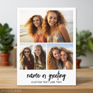 3 Photo Collage with Script Text - black white Postcard