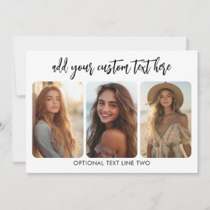 3 Photo Collage with trendy bounce script Holiday Card