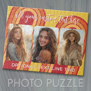 3 Photo Collage with trendy bounce script  Jigsaw Puzzle