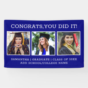 3 Photo Congrats Graduate 2021 Blue Graduation   Banner