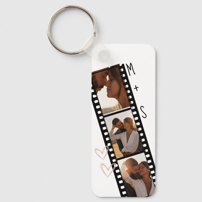3 Photo Couples Filmstrip Boyfriend Girlfriend  Keychain (Front)