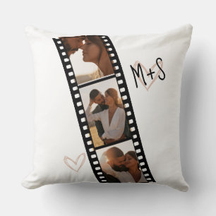 3 Photo Couples Filmstrip Boyfriend Girlfriend  Throw Pillow