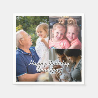 3-Photo Custom Party Napkins Personalized Text
