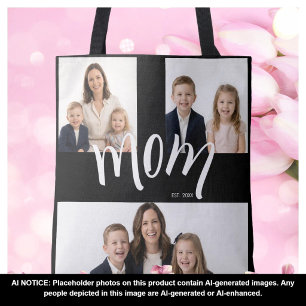 3 Photo Custom Year Mothers Day Mom Est Year Tote Bag