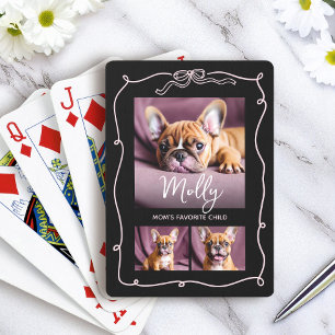 3 Photo Dog Doodles Bow Mom Favourite Child Black Playing Cards