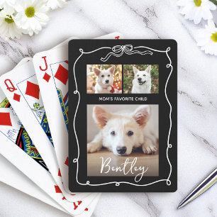 3 Photo Dog Mom's Favourite Child Doodles Bow Blac Playing Cards