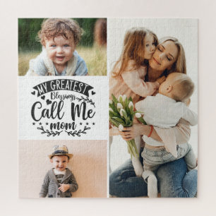 3 photo family collage mom keepsake mothers day j jigsaw puzzle