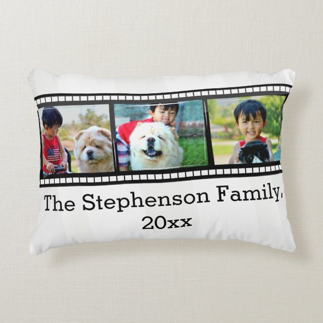 3-Photo film strip personalized photo Decorative Pillow (Front)
