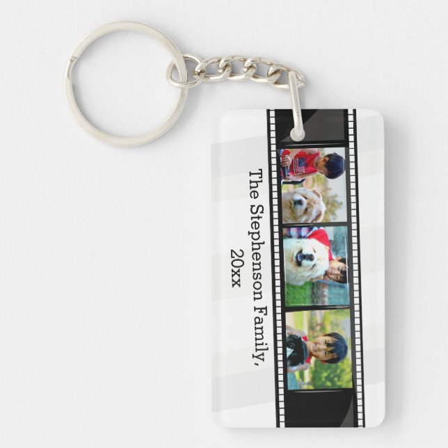 3-Photo film strip personalized photo Keychain (Front)