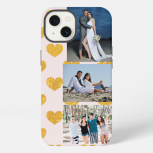 3 Photo gold hearts Case-Mate iPhone Case