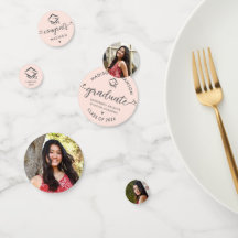 3 Photo Graduation Blush Pink Modern Script Cap