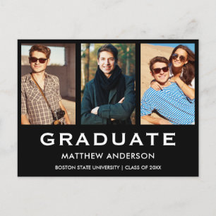3 Photo Graduation Party Invite (Blank Back)